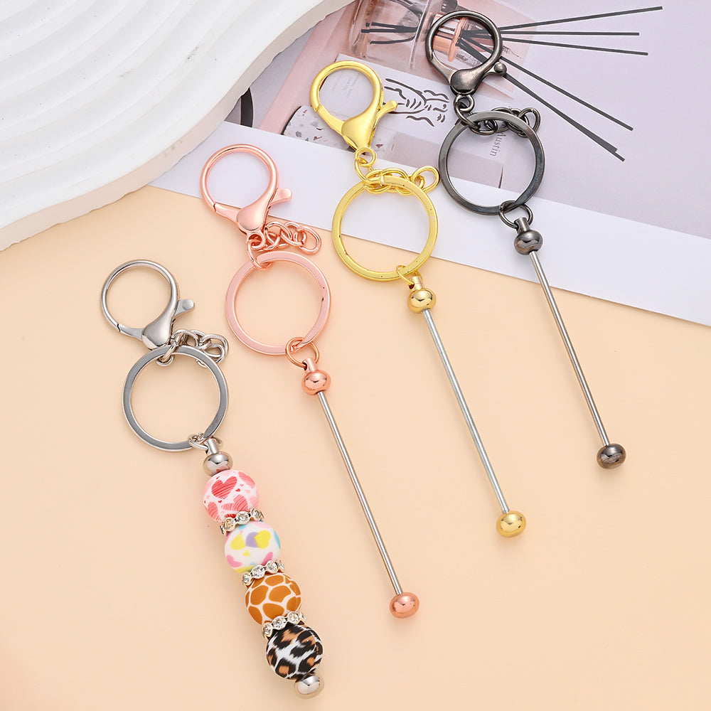 Golden Beadable Keychain Findings with Lobster Clasps