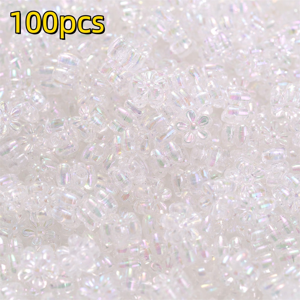 100pcs 4x7mm AB Color Flower Acrylic Beads