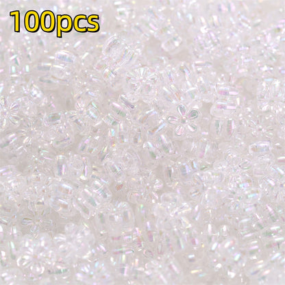 100pcs 4x7mm AB Color Flower Acrylic Beads