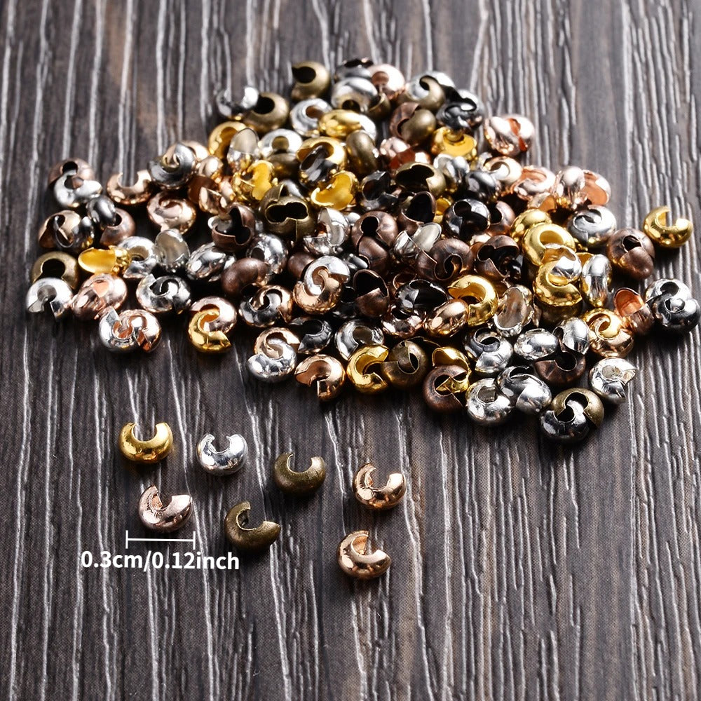 100pcs Copper Round Crimp Cover Beads