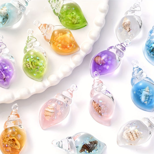 Luminous Transparent Conch Resin Pendants