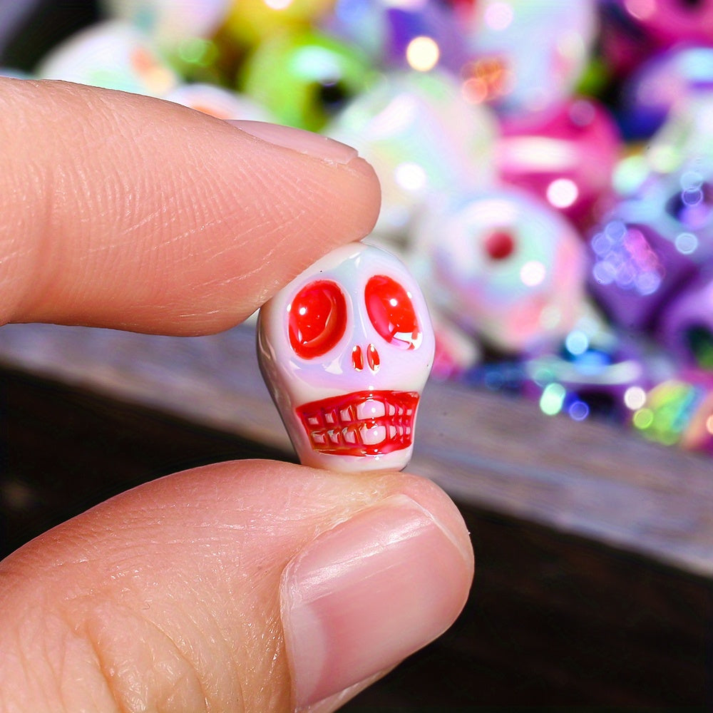 10pcs Halloween Skull Acrylic Large Hole Beads