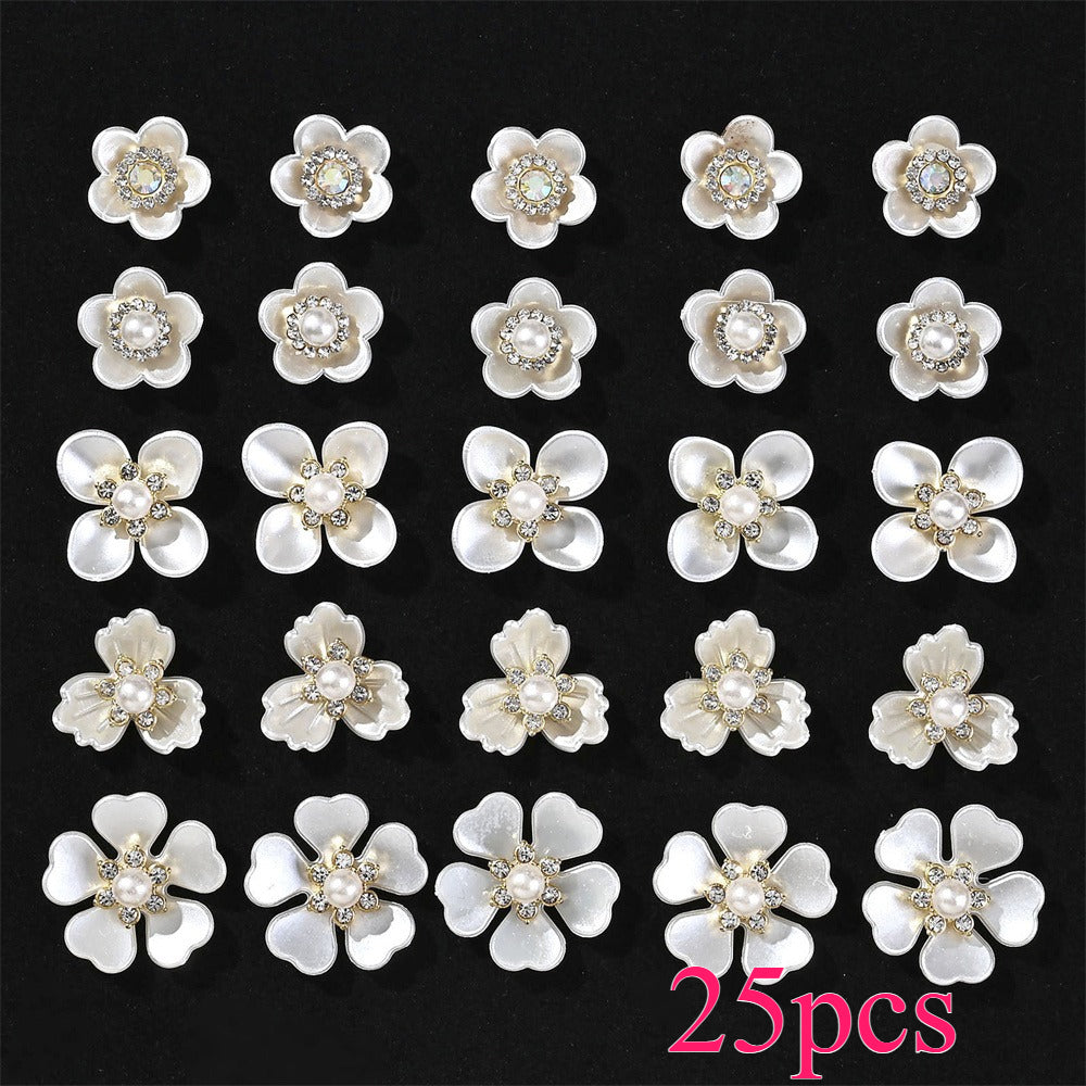 25-Piece Sparkling Rhinestone Flower Flatback Beads