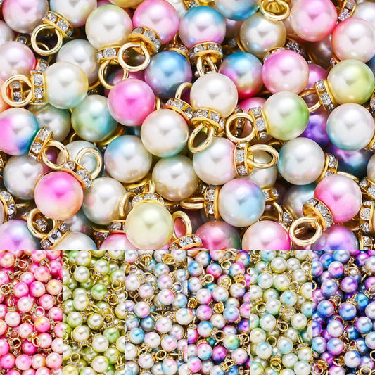 40pcs/set Colorful Gradient Resin Rhinestone Charms, 10mm Mermaid Fantasy