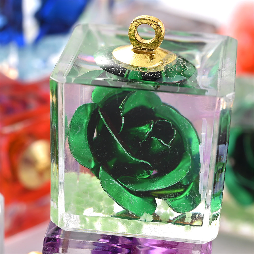 5-Piece Transparent Square Rose Glow Pendants