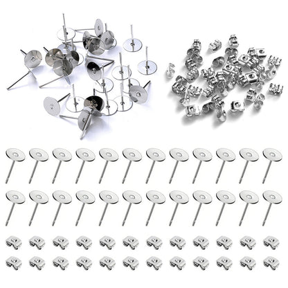 48-Piece Gold & Silver Earring Stud & Back Set