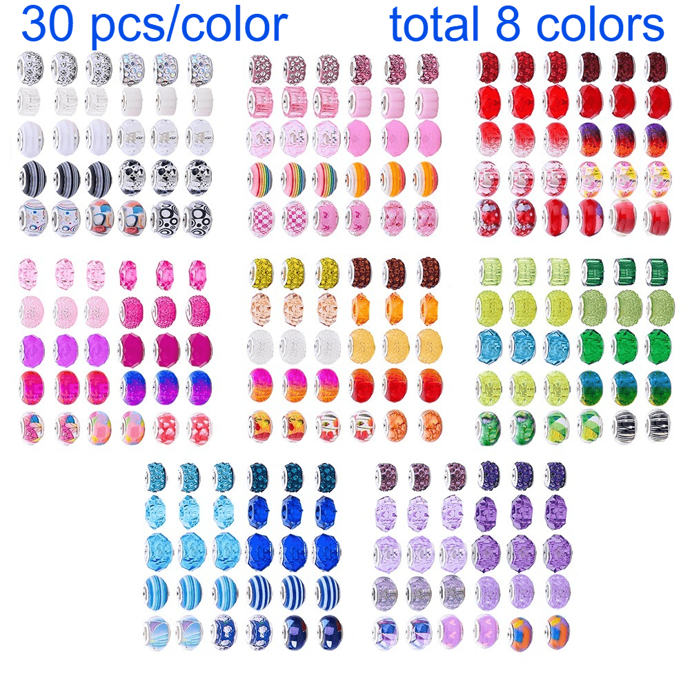 240pcs Multi-Color Resin Large Hole Beads Set