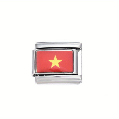 World Flag Alloy Bracelet Module