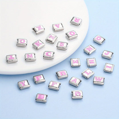 Pink Letter Stainless Steel Bead