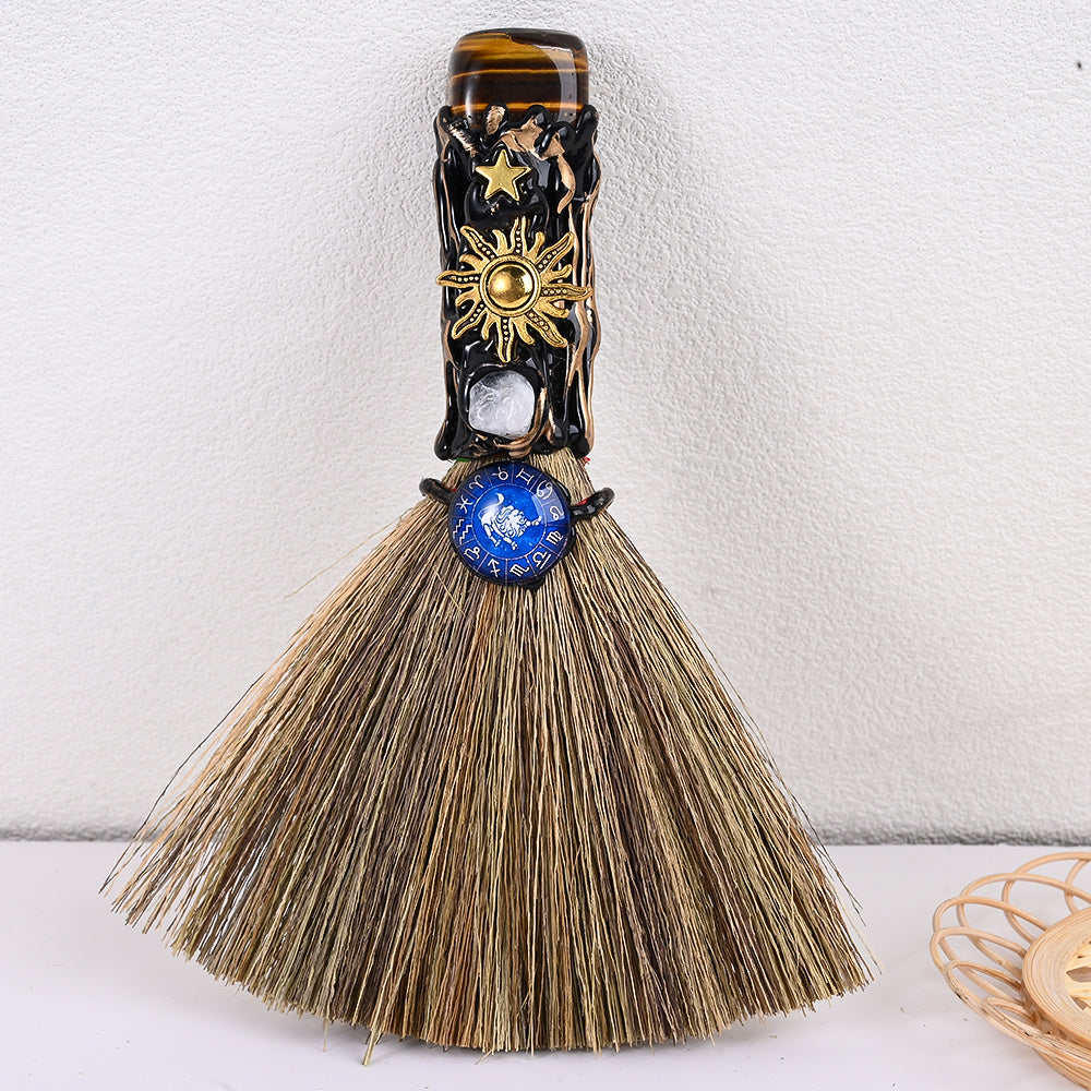 12-Piece Zodiac Broom-Shaped Alloy Charms