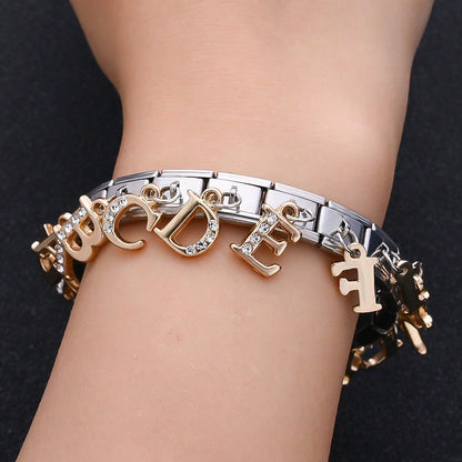 1PC Rhinestone A-Z Letter Modular Bracelet Charm Set