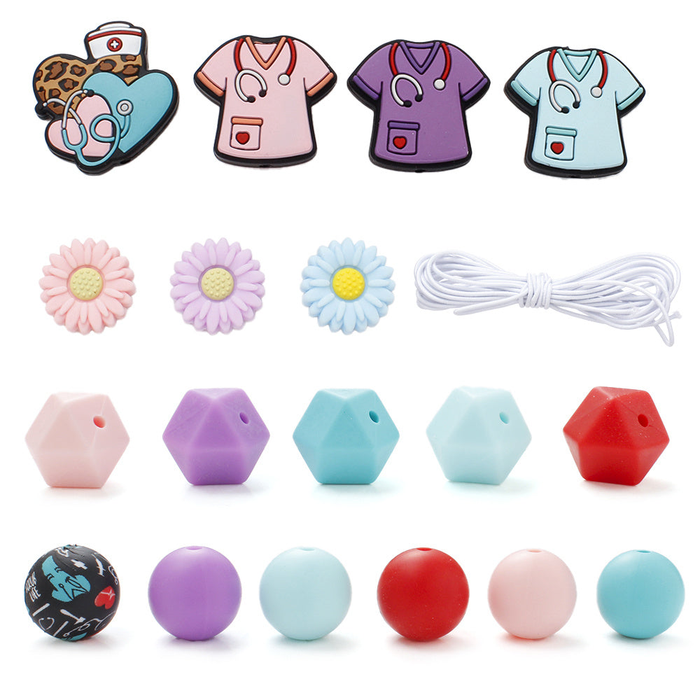 Mix Style Silicone Beads Set with Beading Pens