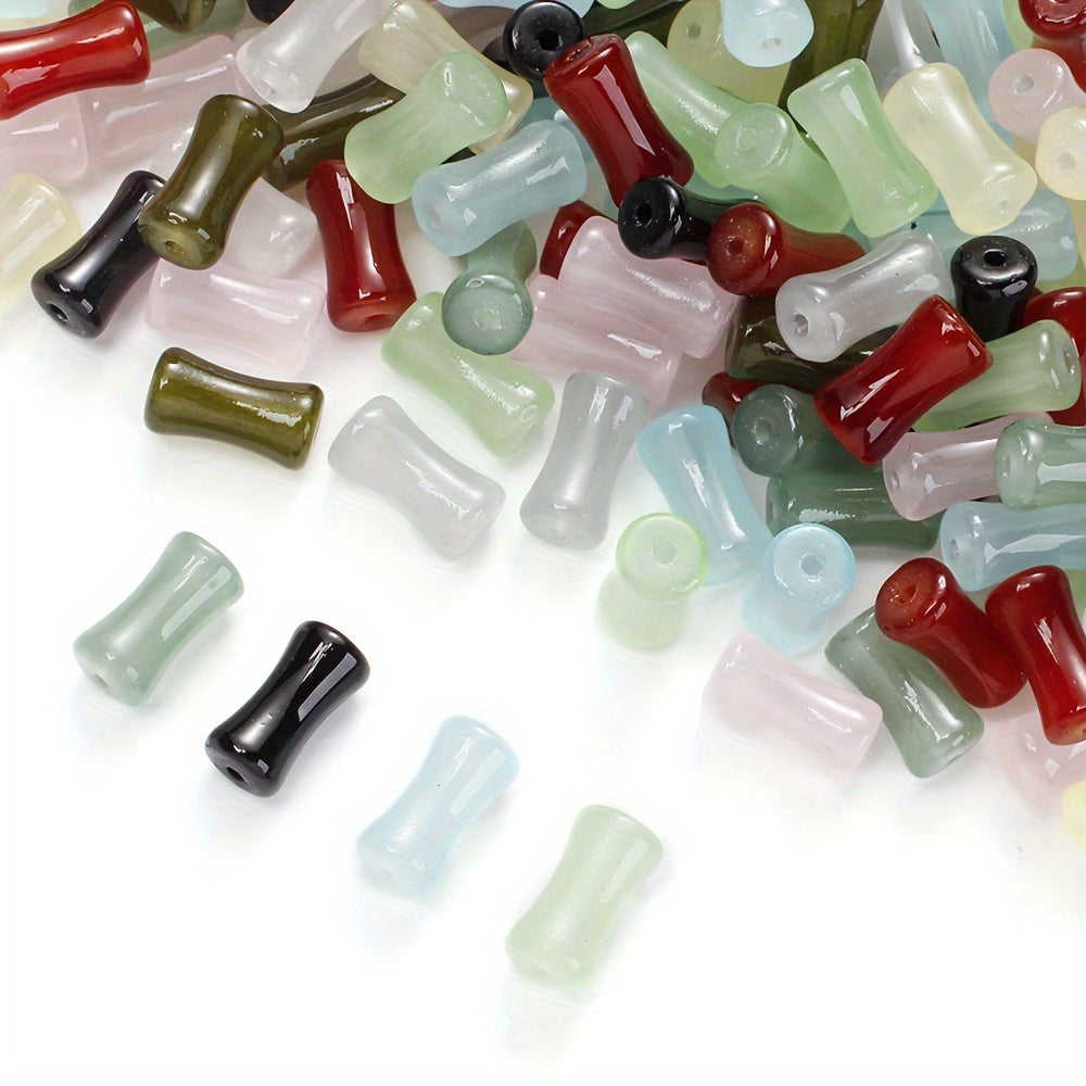6x12mm 50pcs Mix Colors Coloured Glaze Bamboo Beads