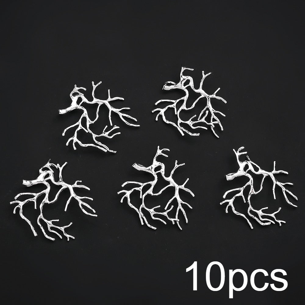 10PCS Gold & Silver Tree Branch Bead Cap Pendant Set
