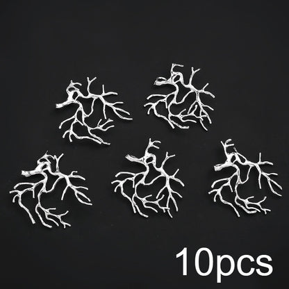 10PCS Gold & Silver Tree Branch Bead Cap Pendant Set