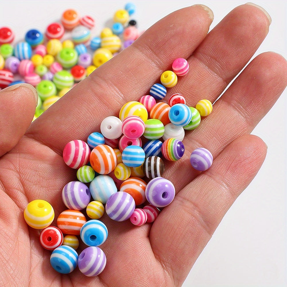 Rainbow Striped Resin Beads