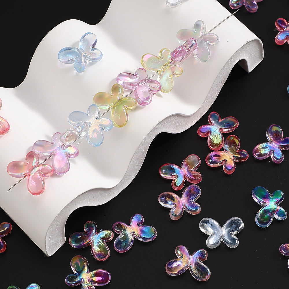 50pcs AB Mixed Color Transparent Butterfly Acrylic Beads