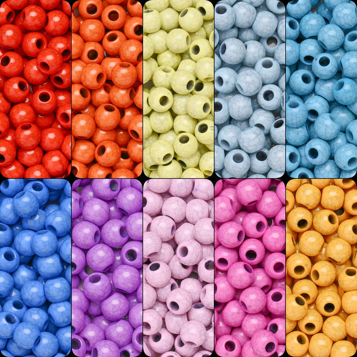 100pcs/set Imitation Stone Crack Round Beads