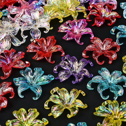 20/40pcs 37x42mm Transparent Acrylic Iris Flower Beads