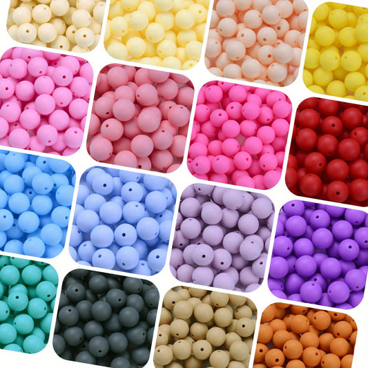 50pcs 12/15mm Rainbow Silicone Round Focal Beads
