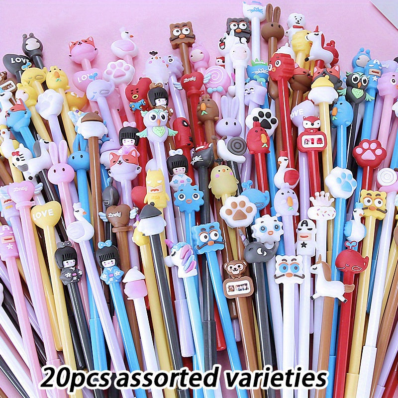 20-Piece Assorted Animal Silicone Gel Ink Pens