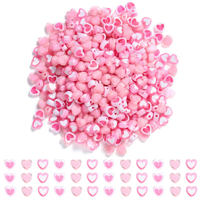Pink Heart Acrylic Beads