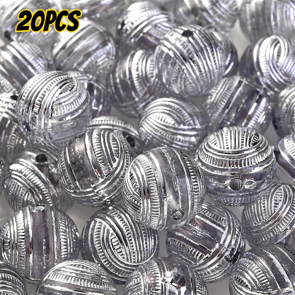20pcs 16mm Mixed Color Line Round Acrylic Spacer Beads