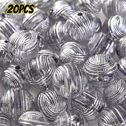 20pcs 16mm Mixed Color Line Round Acrylic Spacer Beads