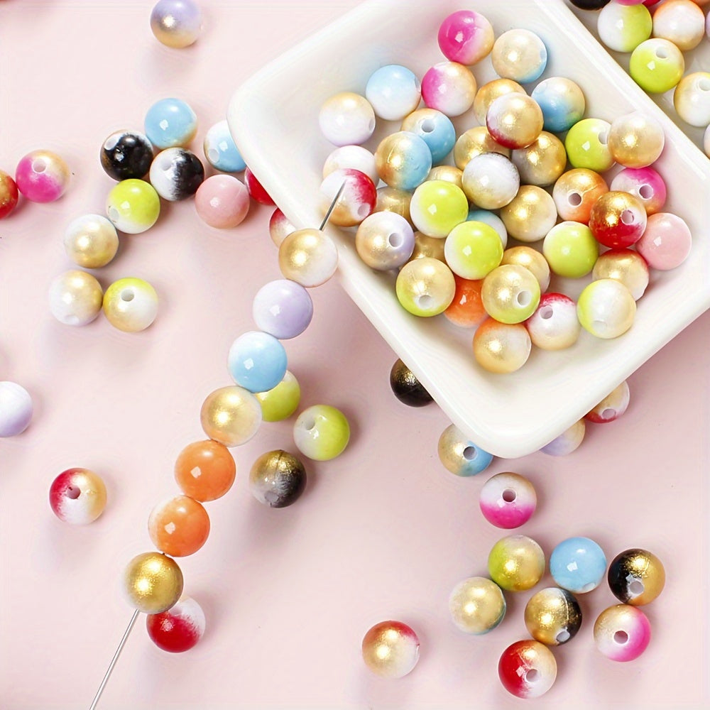 100/200pcs 6/8mm Gradient Acrylic Round Beads