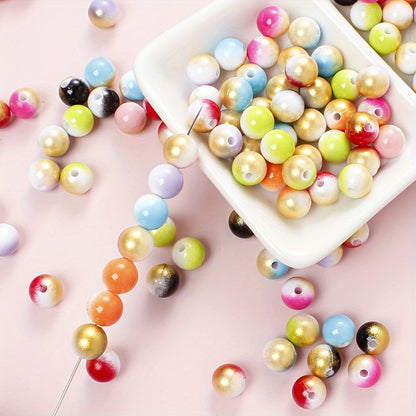 100/200pcs 6/8mm Gradient Acrylic Round Beads