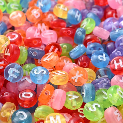 100PCS 4×7mm Heart-Shaped A-Z Letter Acrylic Bead Set