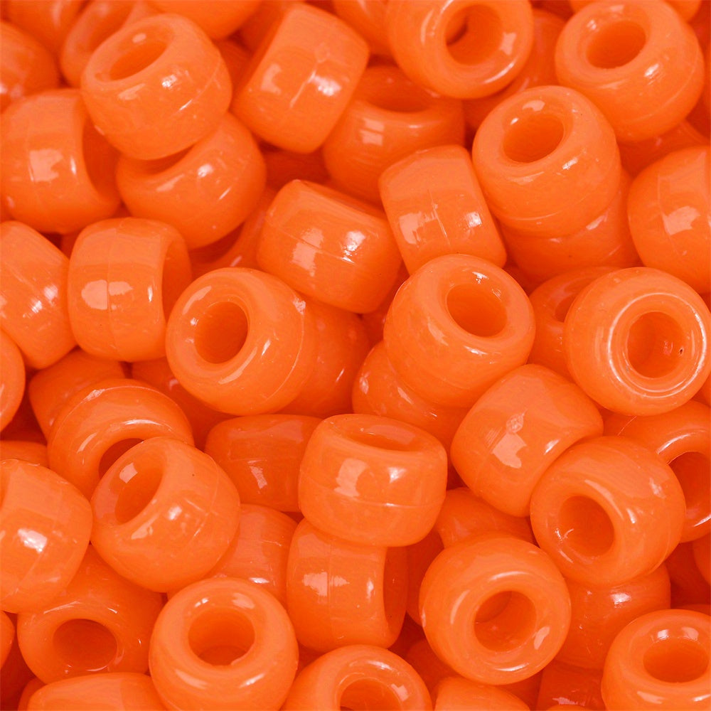 100pcs Colorful Acrylic Big Hole Pony Beads- 6x9mmLarge Hole Beads