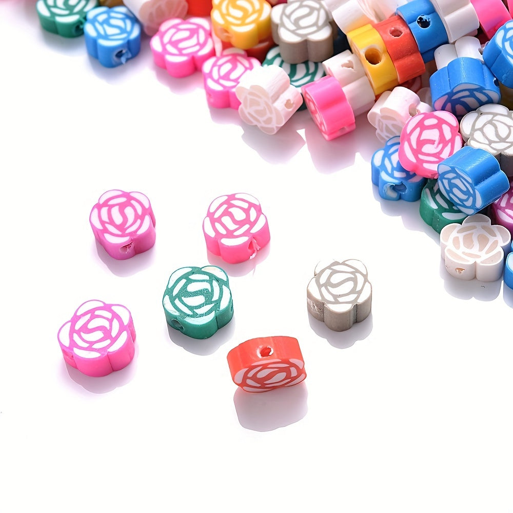 Mixed Rose Polymer Clay Spacer Beads