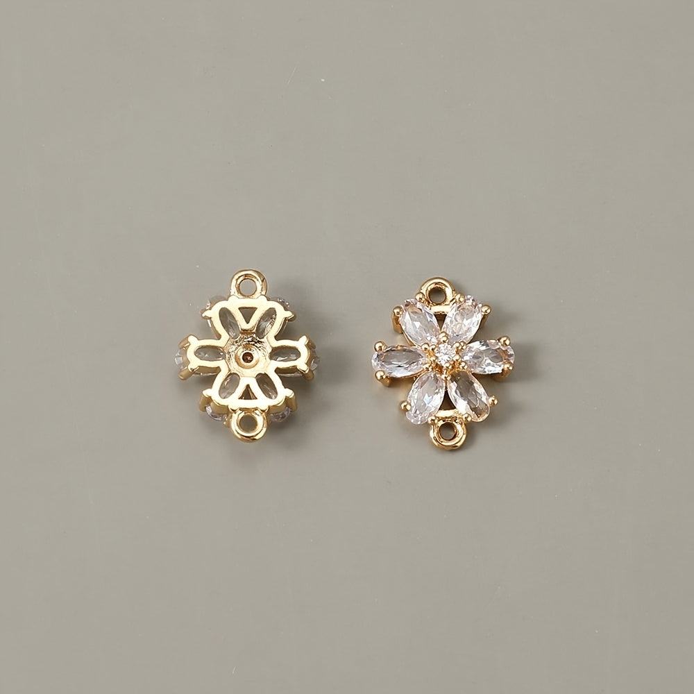 Glass Flower Rhinestone Connectors