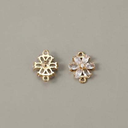 Glass Flower Rhinestone Connectors