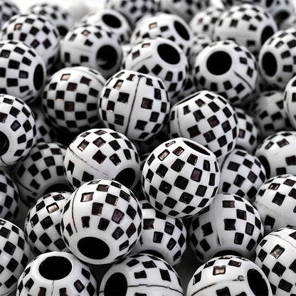 10PCS 14mm Multicolor Checkerboard Acrylic Bead Set