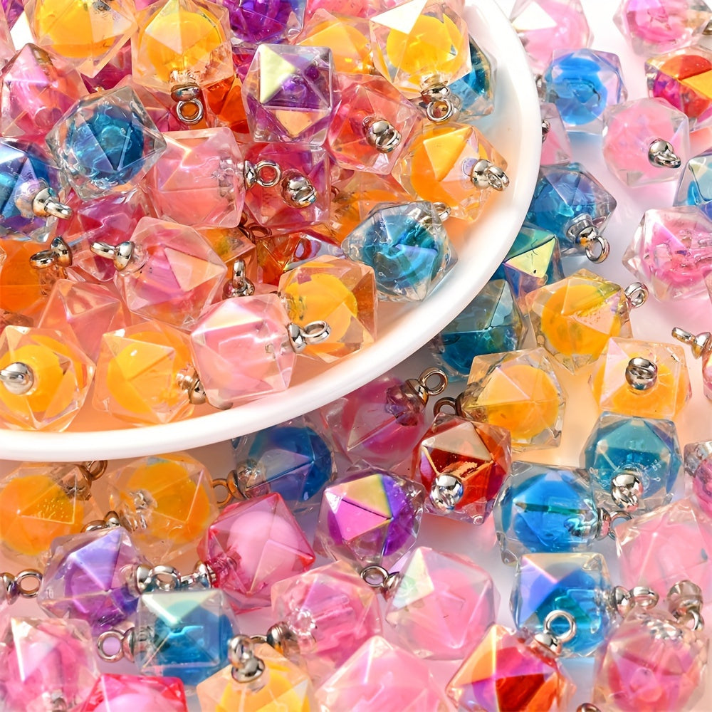 10PCS 21×16mm Polygonal Acrylic Pendant Set