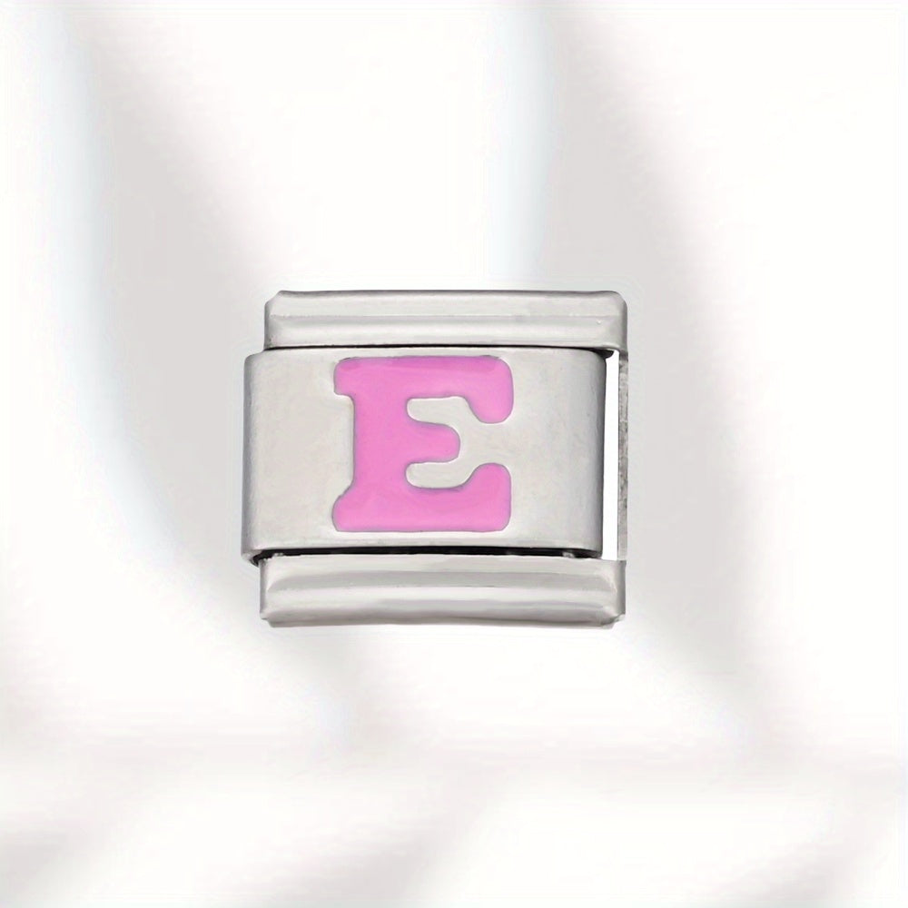 Pink Letter Stainless Steel Bead