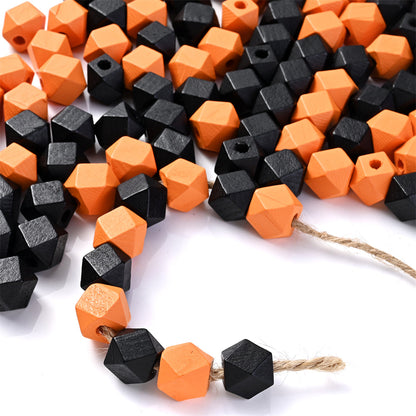 100pcs 10/12mm Wooden Hexagon Beads + 1 Roll Jute Rope