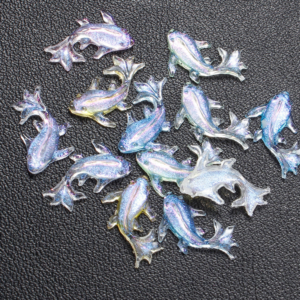 200-Piece 8x15 mm Mini Shiny Fish Flatback Resin Embellishments