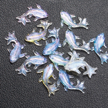 200-Piece 8x15 mm Mini Shiny Fish Flatback Resin Embellishments