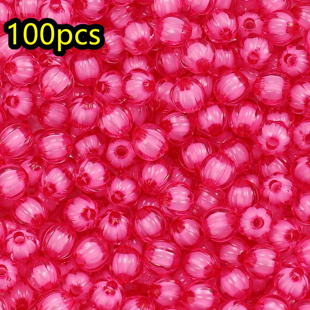 100/200pcs 8/10mm Transparent Inner Color Pumpkin Acrylic Beads