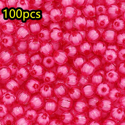 100/200pcs 8/10mm Transparent Inner Color Pumpkin Acrylic Beads