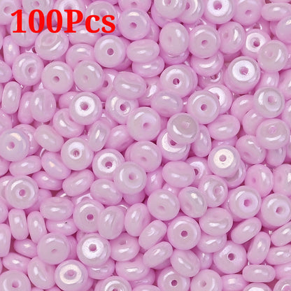 Macaron Flat Round Glass Spacer Beads