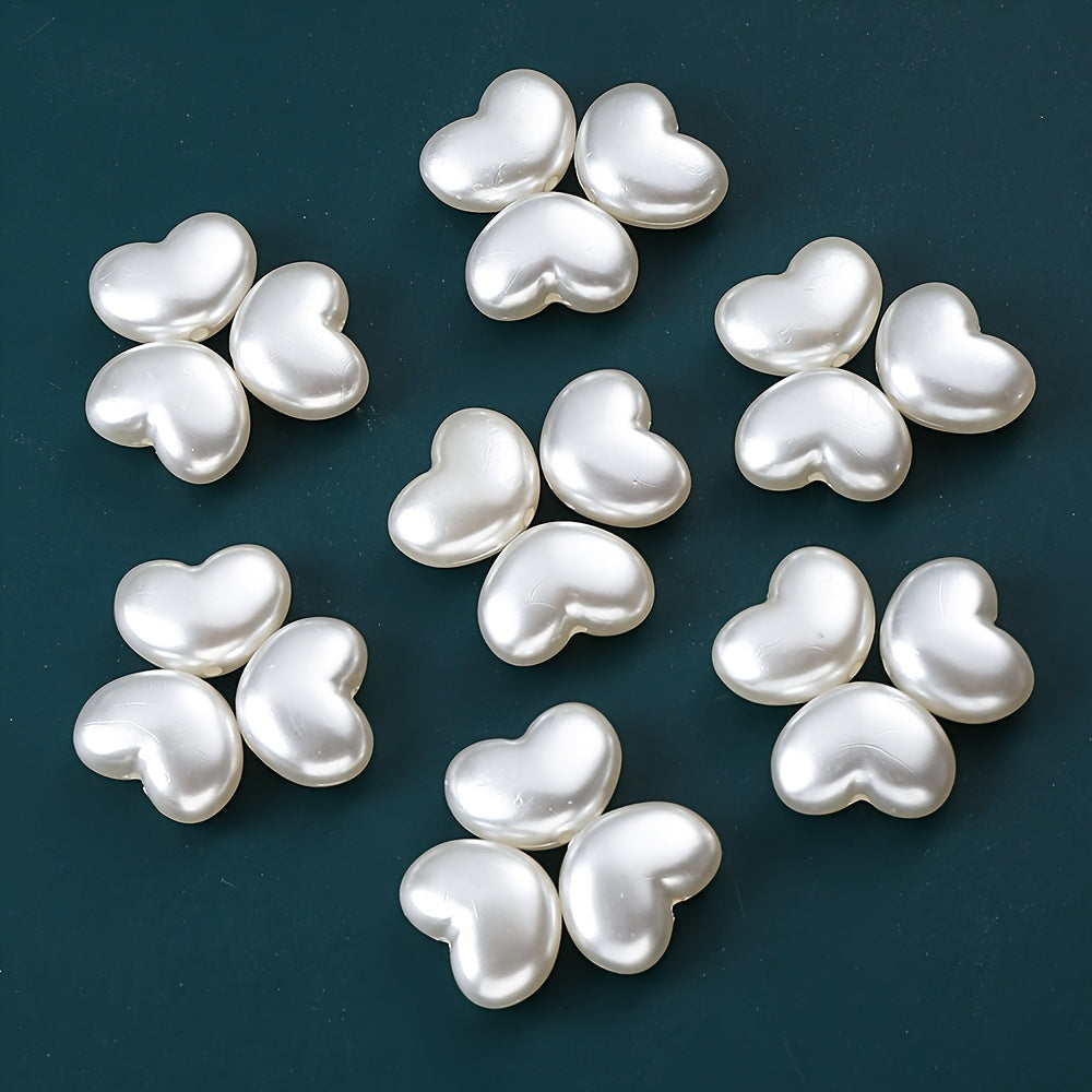 10PCS 16×21mm White Heart Acrylic Bead Set