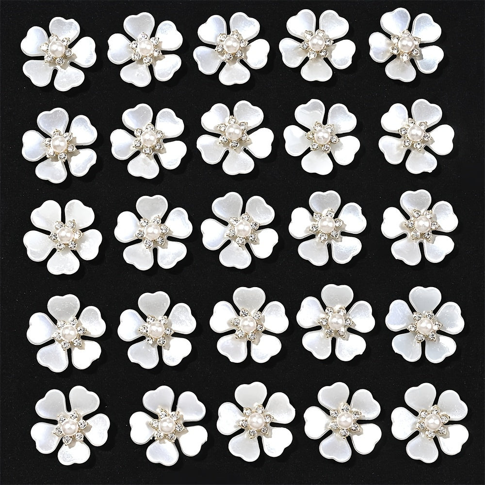 25-Piece Sparkling Rhinestone Flower Flatback Beads