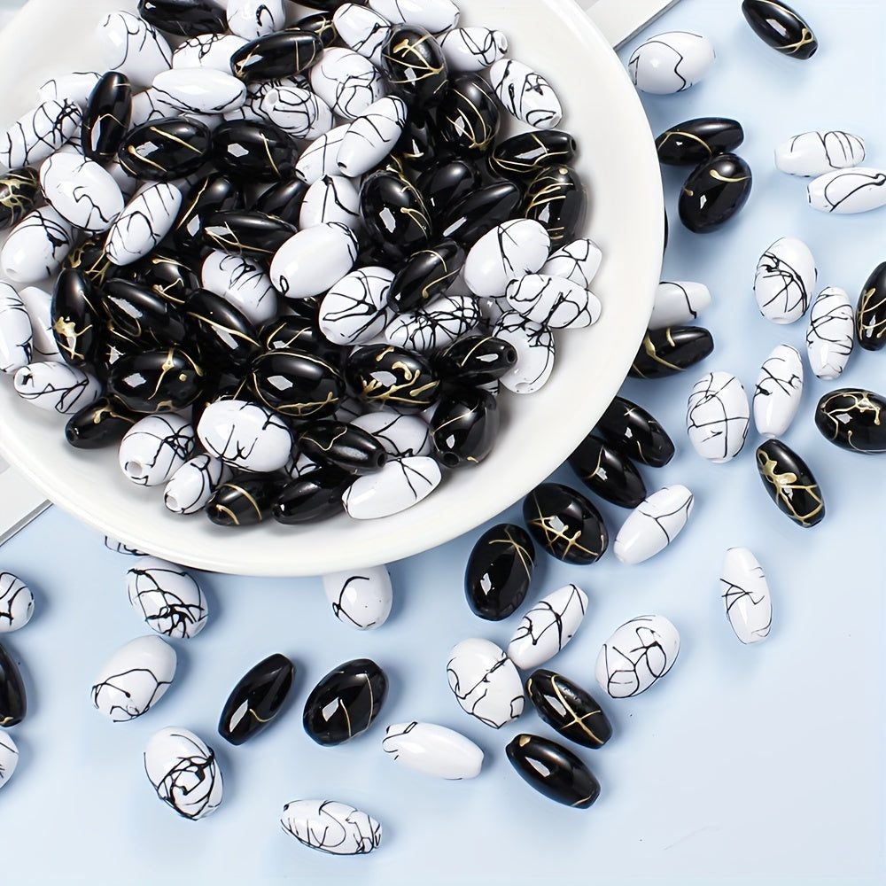 Black Gold Silk Thread Acrylic Beads
