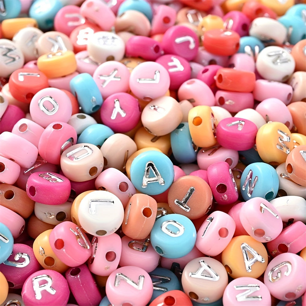 100PCS 4×7mm Heart-Shaped A-Z Letter Acrylic Bead Set