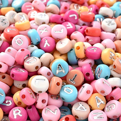 100PCS 4×7mm Heart-Shaped A-Z Letter Acrylic Bead Set