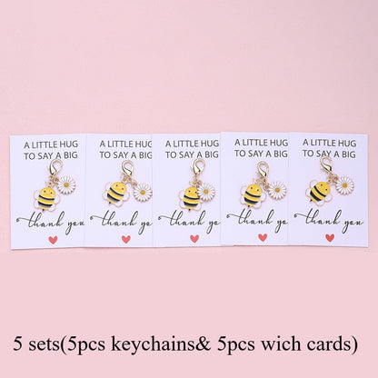 5/10-Set Bee & Daisy Flower Keychain Gift Set